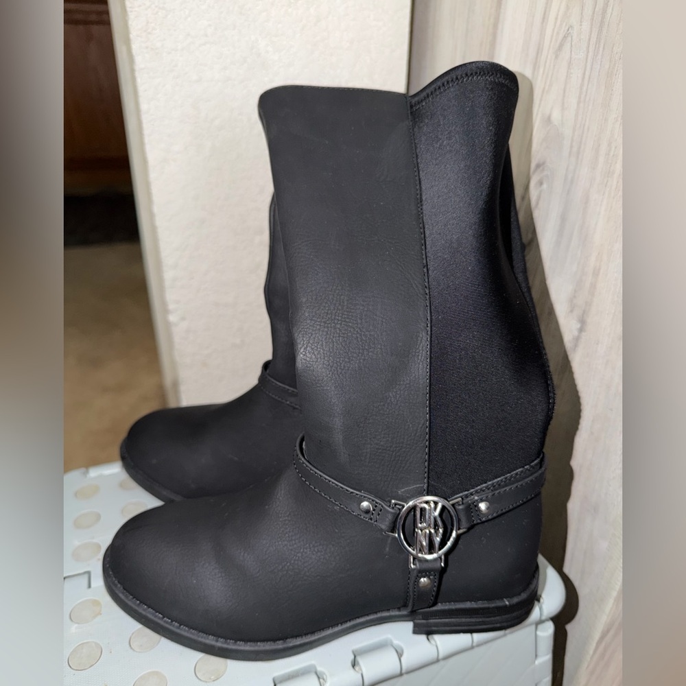 DKNY Kids Black Knee-High Boots with Buckle Detail